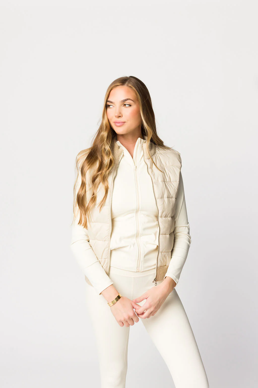 Miley Puffer Vest in Light Taupe - Iieemm