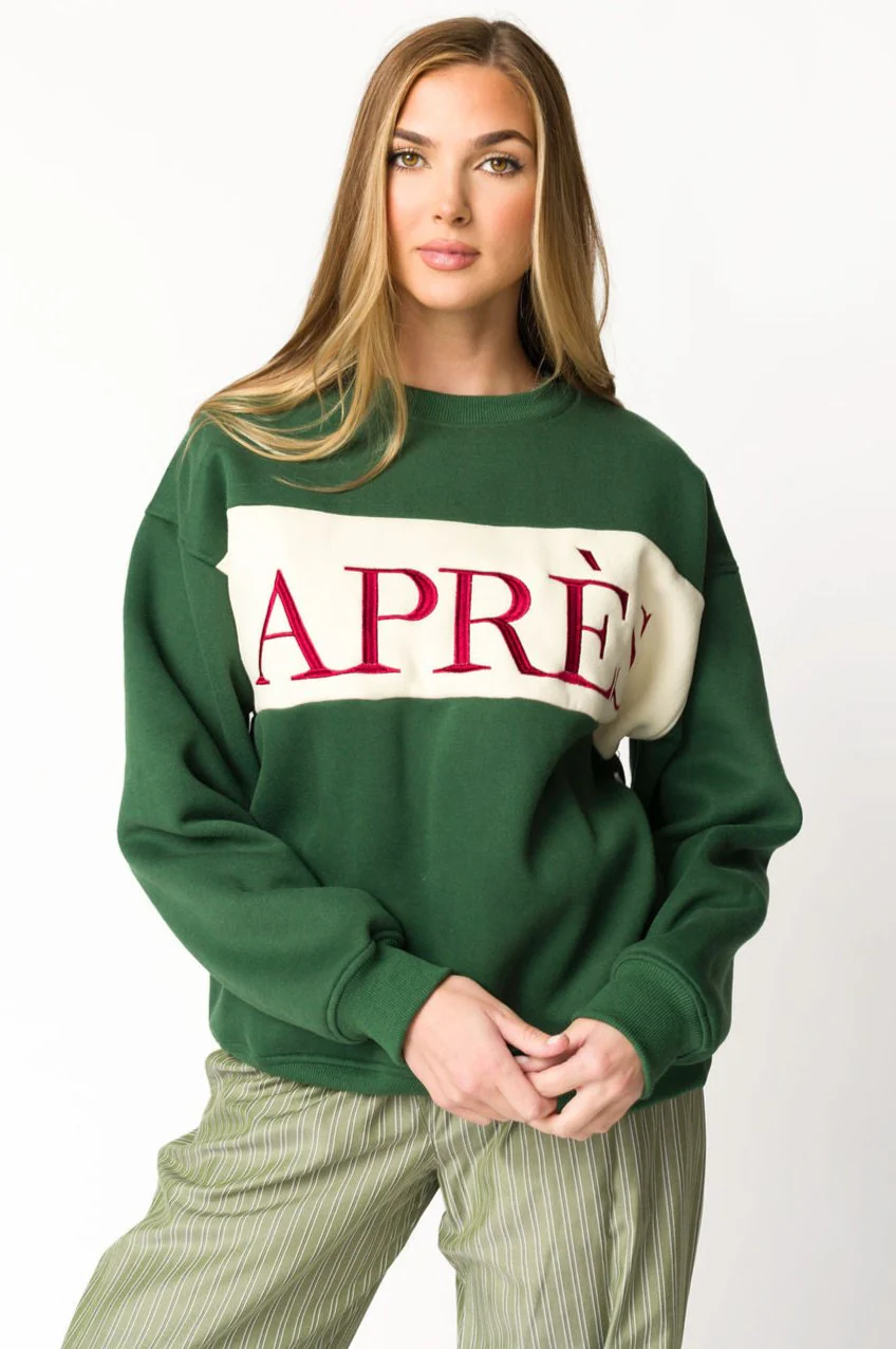 Après Colorblocked Crewneck in Pine Green - Iieemm