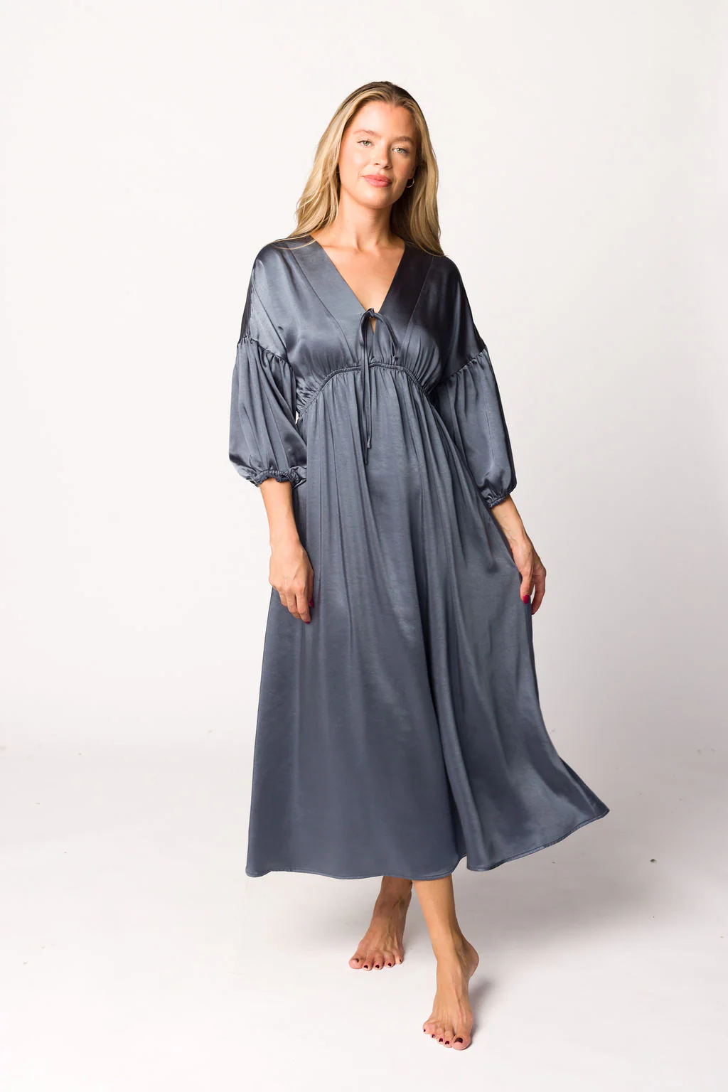 Hunter Premium *Satin* Midi Dress in Blue Granite - Bump Friendly - Iieemm