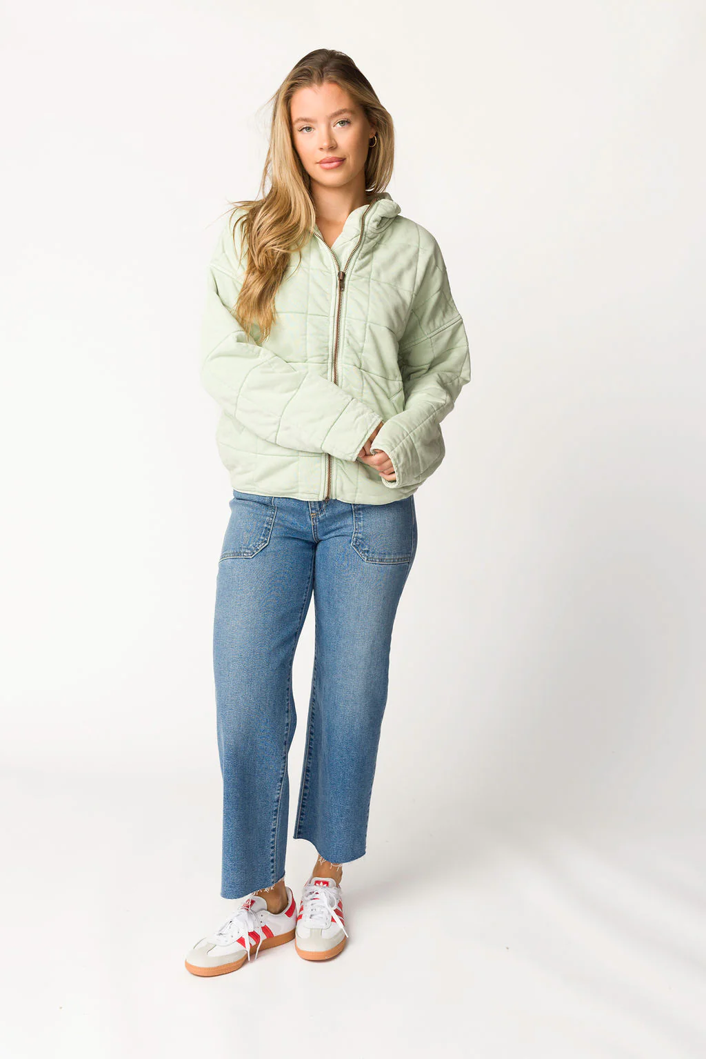 It's All Good Quilted Washed Jacket in Mint - Iieemm