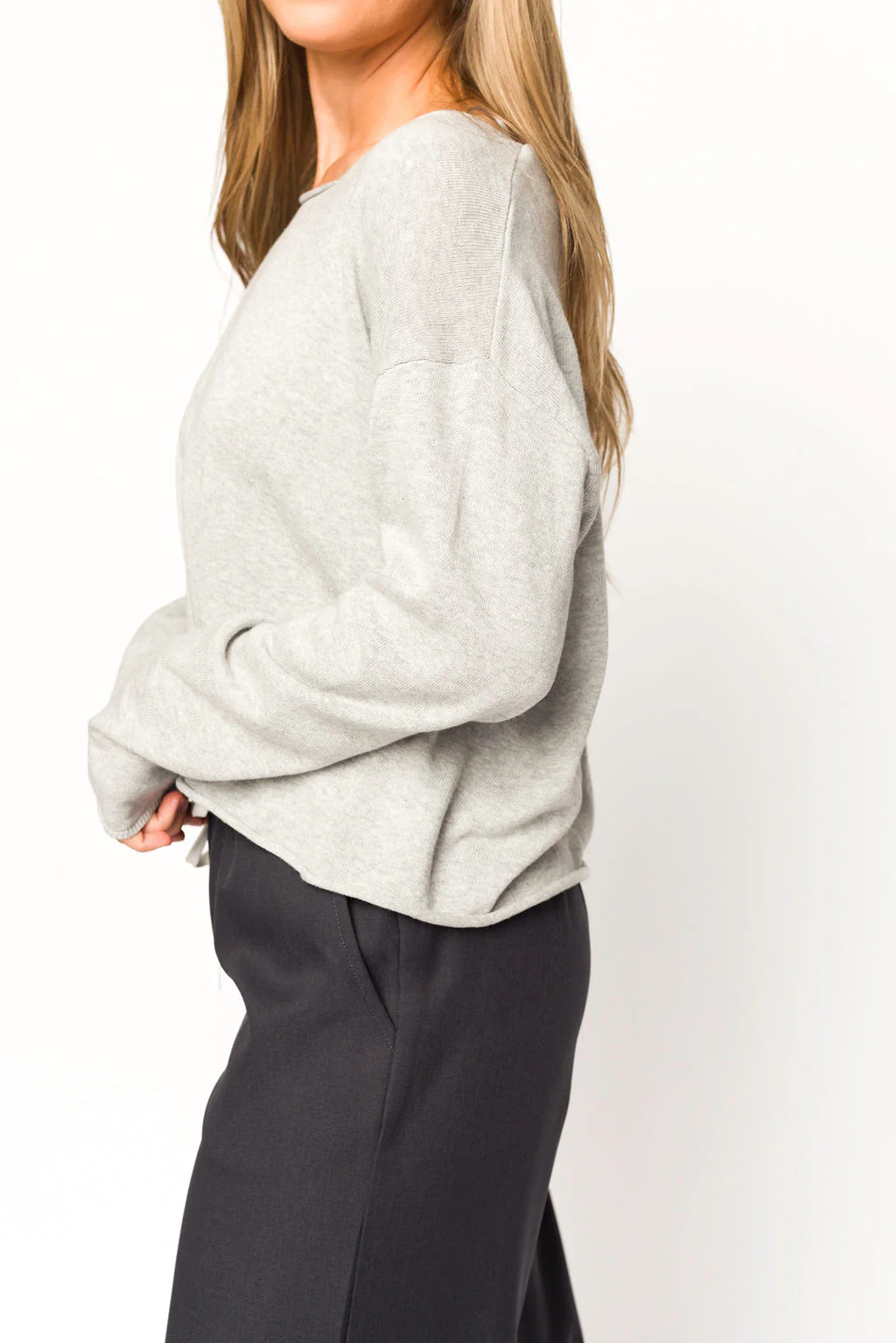 Kit Boatneck Sweater in Heather Grey - Iieemm