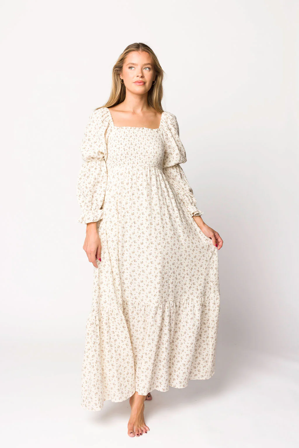 Emerson Gauze Maxi Dress in Ivory - Bump Friendly - Iieemm