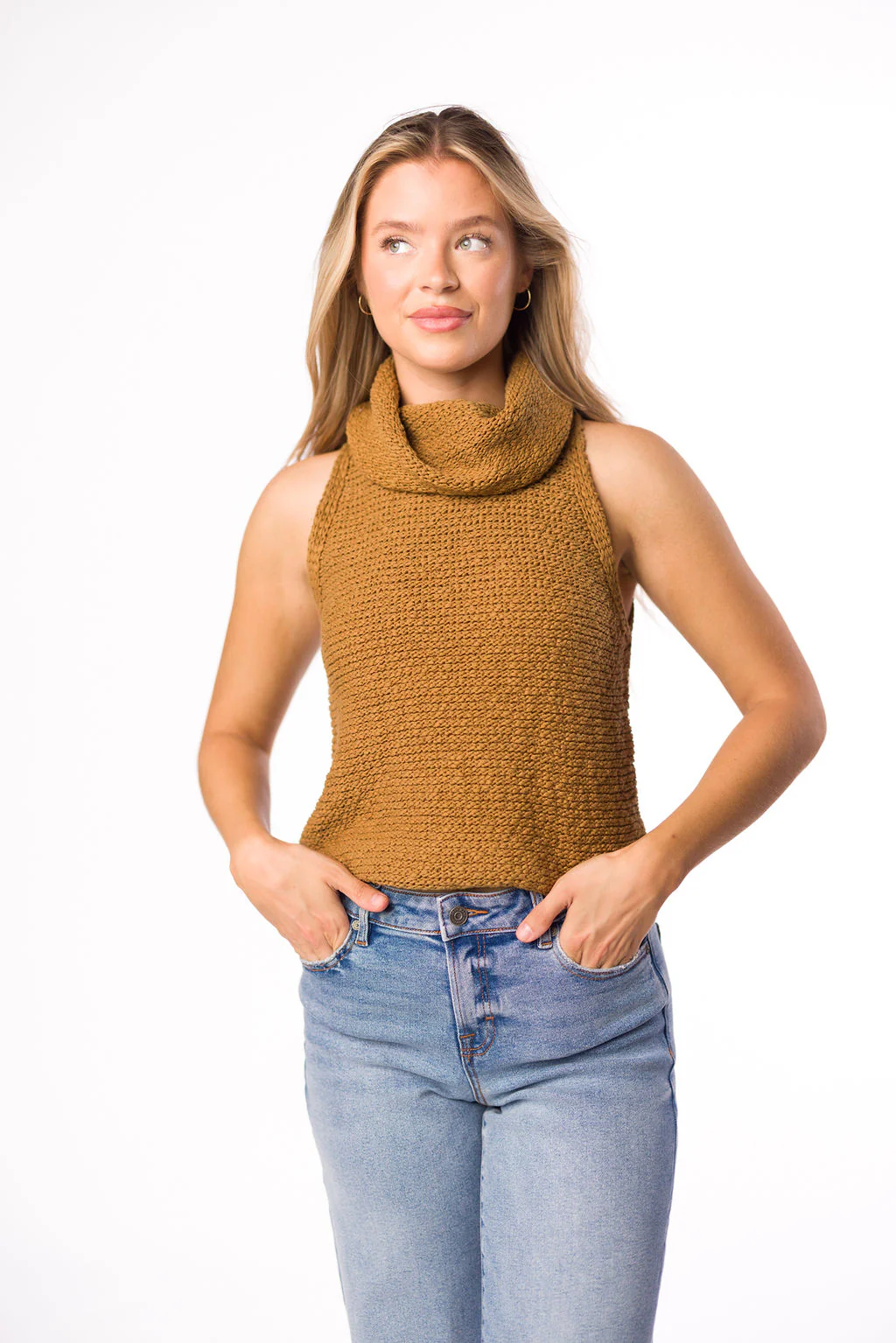 Salma Sweater Crop Top in Coffee - Iieemm