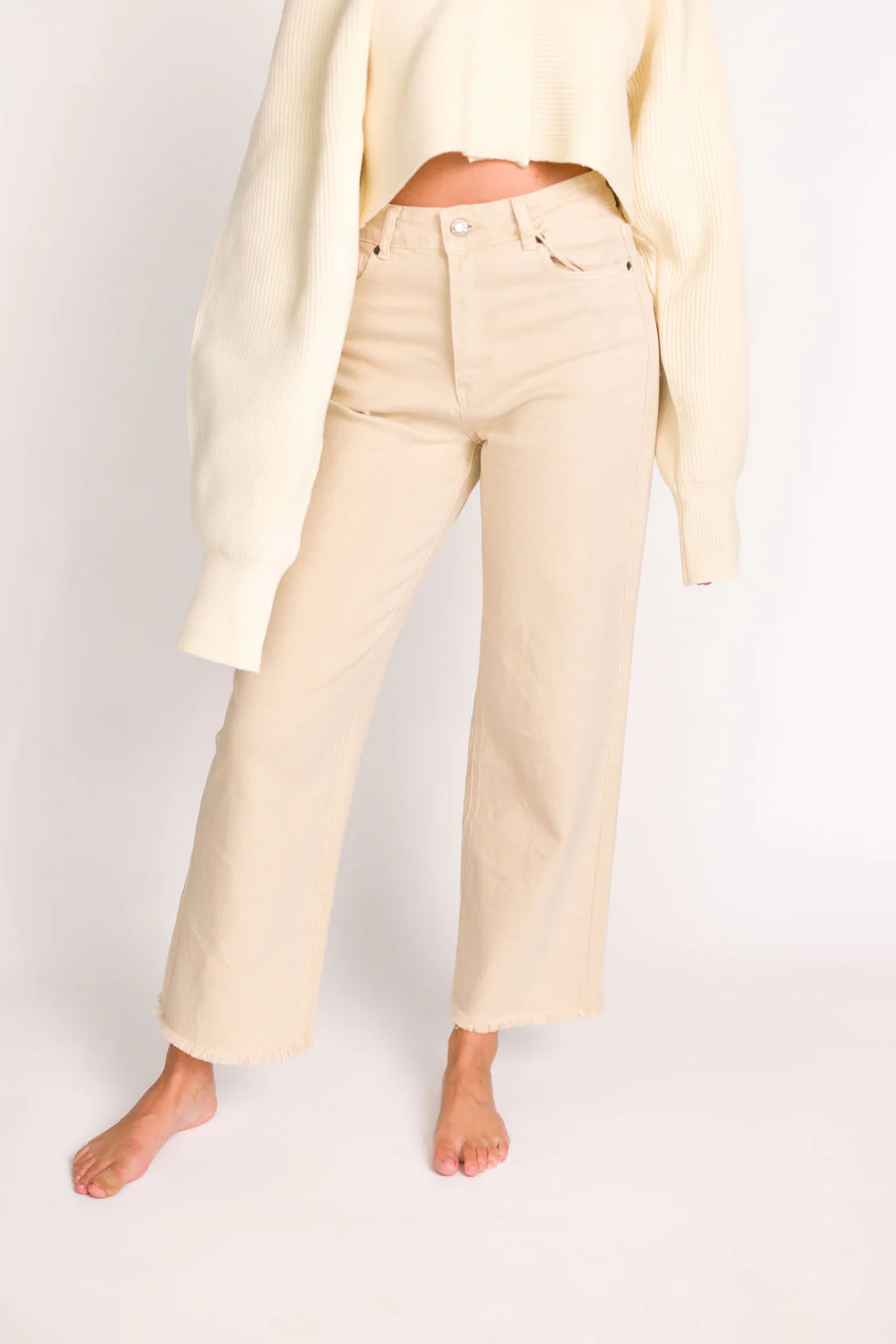 Brayden High-Waisted Jeans in Cream - Iieemm