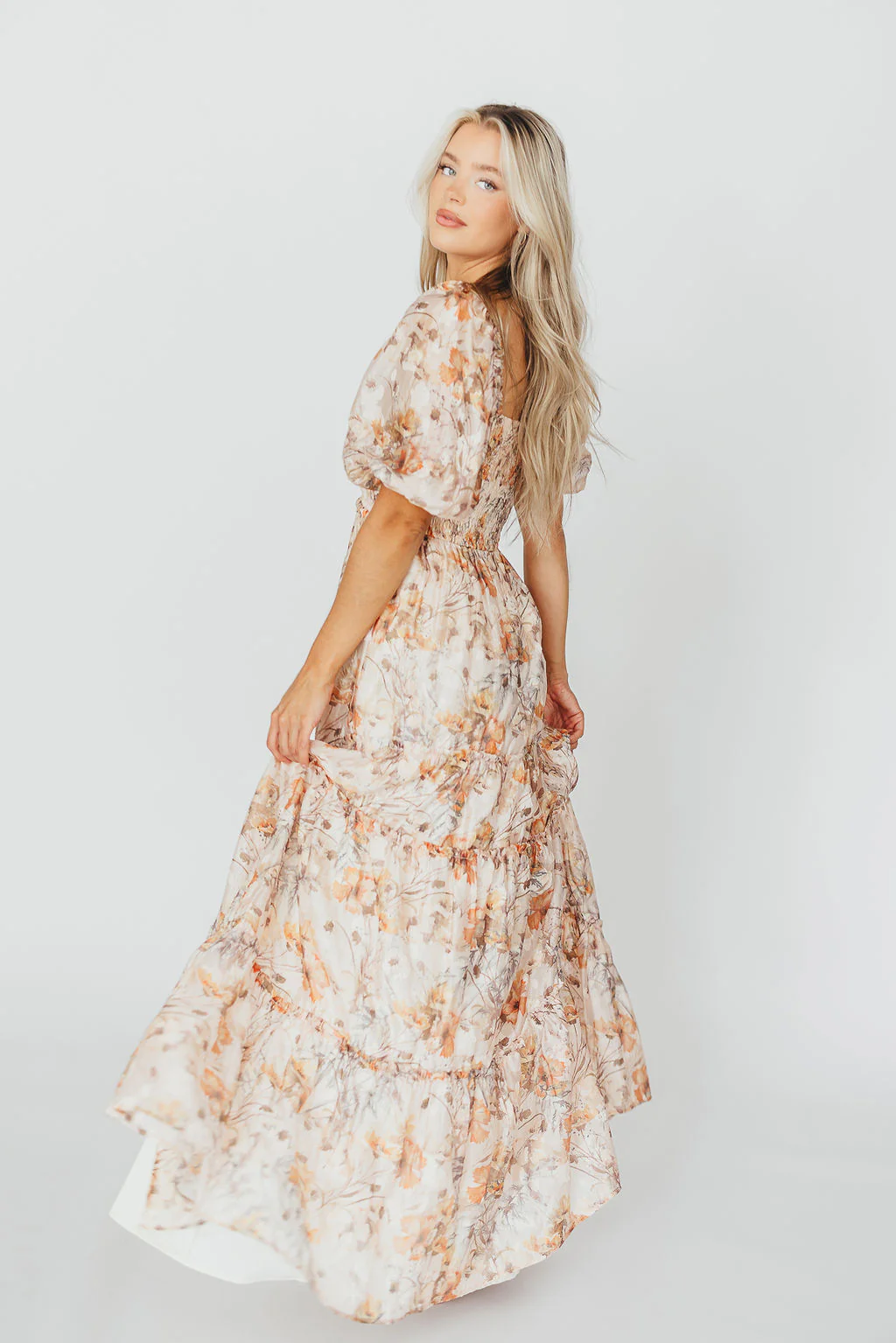 Daphne Maxi Dress in Beige Multi - Bump Friendly & Inclusive Sizing (S-3XL) - Iieemm