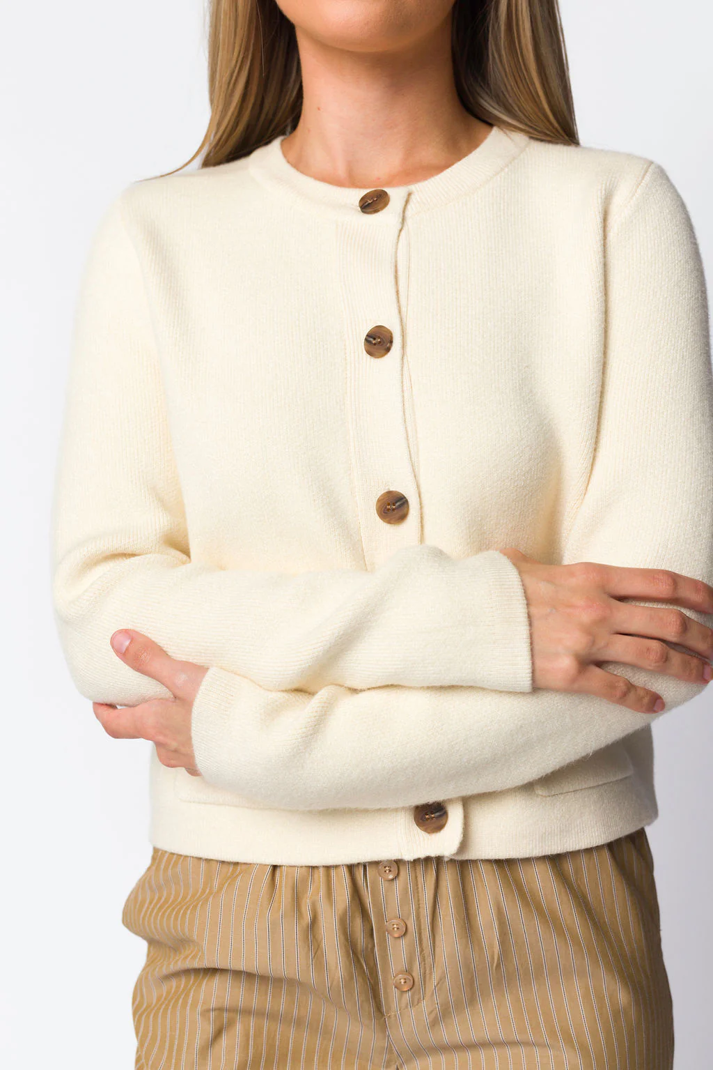 Callie Cashmere-Blend Sweater Jacket in Oatmeal - Nursing Friendly - Iieemm
