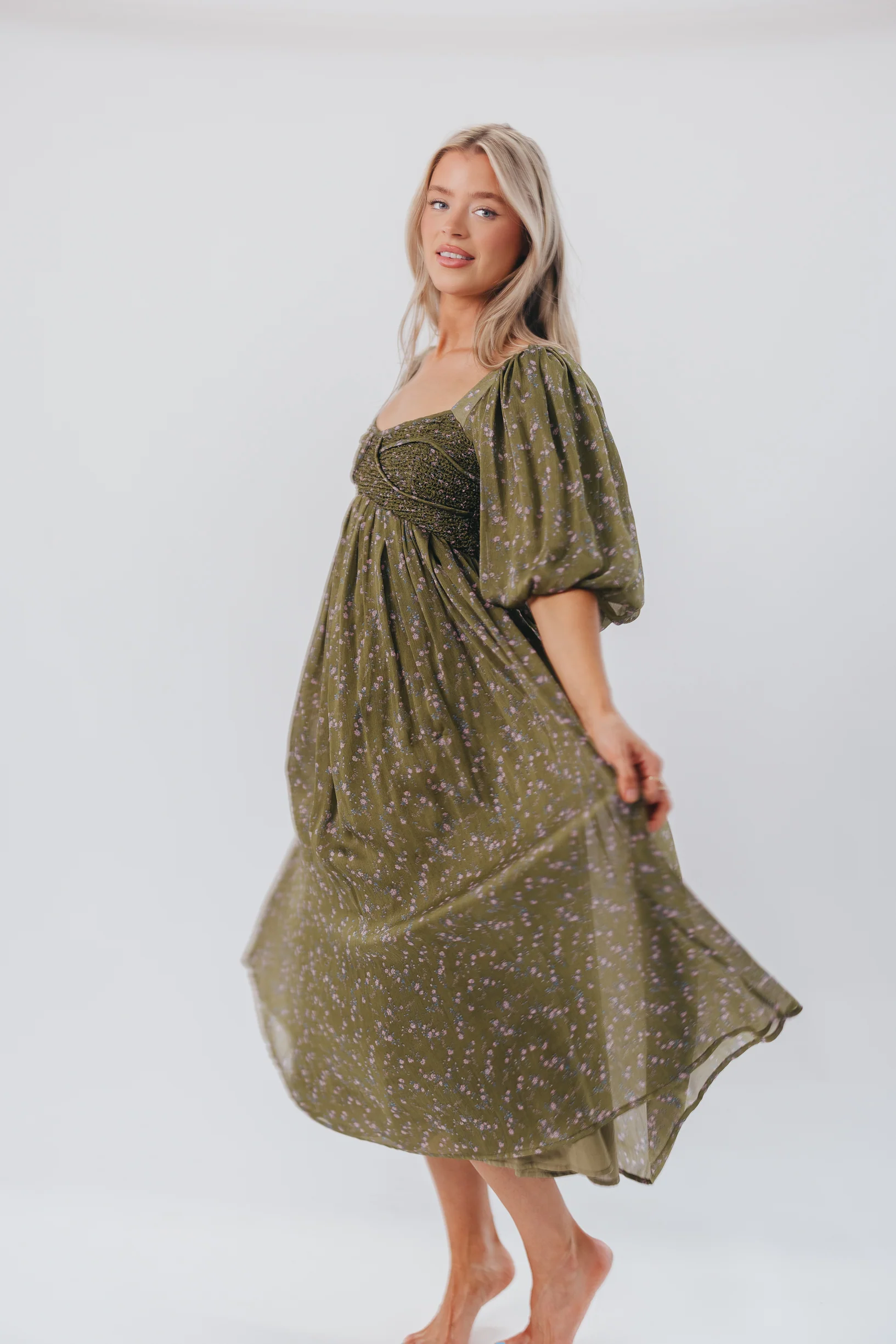 Harlow Maxi Dress in Meadow Green - Bump Friendly (S-XL) - Iieemm