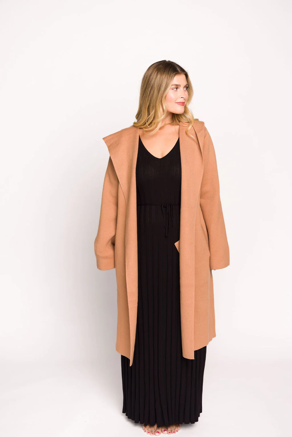 Hayes Hooded Coatigan in Macchiato - Iieemm